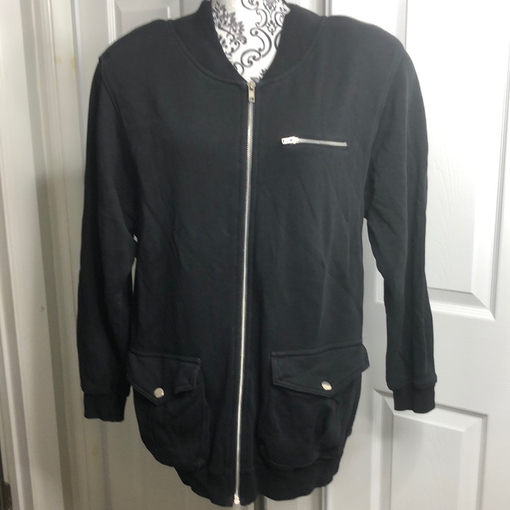 Vintage Sak’s Fifth Avenue Real Clothes Black Long Sleeve Zip Up M Hole